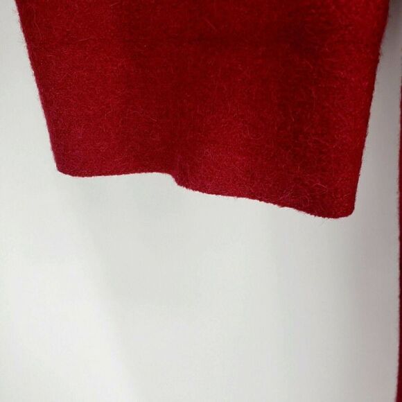 J.Jill Red Long Coat Jacket Size Medium Peruvian Alpaca Wool Blend Embroidery - Picture 7 of 12